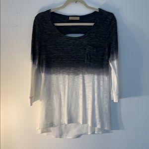Anthropologie/Language BlackWhite 3/4 sleeve shirt